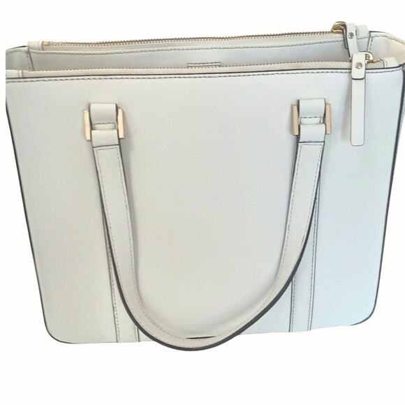 Kate Spade Regal Newbury lane Tote Leather White Top Handles Minimalist - Picture 4 of 12
